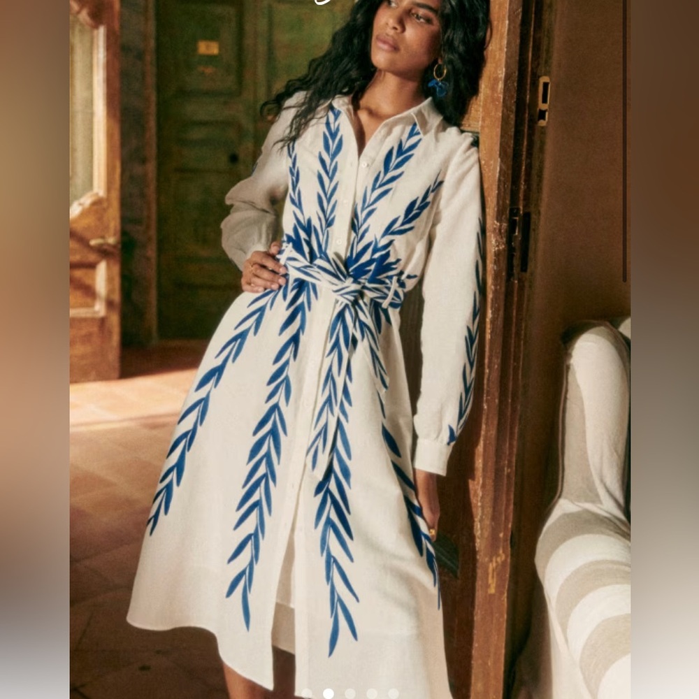 Sezane NWT Adinette Embroidered Shirt Dress Size 4